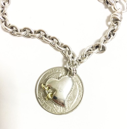 SCOTT KAY 7.5" 16g Sterling Silver Heart 14k Gold Rings Charm Bracelet Women NWT - Picture 10 of 14