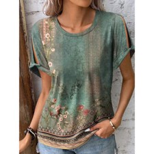Printed Round Neck Short Sleeve T-Shirt