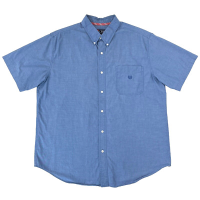 Ralph Lauren Chaps Shirt Adult Extra Large Blue Button Up Logo Camp Casual Mens