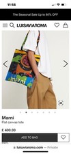 Borsa in tela piatta Marni X No Vacancy Inn 100% originale prezzo consigliato £ 400