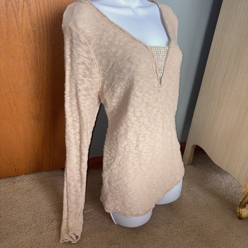 Ripcurl Womens Knit V Neck Embroidery Pullover Soft Sz Lg Sweater Beige Cream - Picture 8 of 19