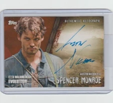 WALKING DEAD EVOLUTION AUSTIN NICHOLS/SPENCER MONROE AUTOGRAPH CARD  #/99! A-AN