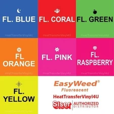 Siser EasyWeed FL.Colors Iron On Heat Transfer Vinyl For T-Shirts 12",15",20"