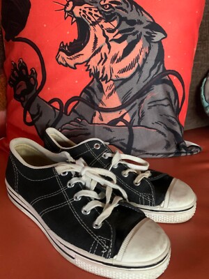 True Vintage 1960s Black and White Low Top Converse Sneakers  display picture 1