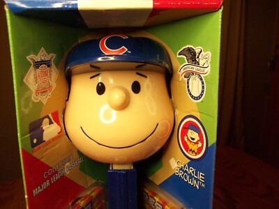 Charlie Brown Chicago Cubs fan giant Pez dispenser in original box