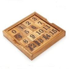 Number Slide Puzzle Brain Teaser IQ Game 1-15 Match Kids Wooden 12x12x2cm LxWxH