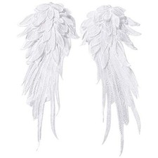 Onwon 1 Pair 3D Angel Wings Embroidered Neckline Lace Trim 1 Pair White Small