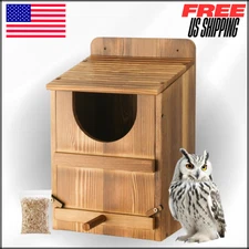 Barn Owl Nesting Box House W Bird Stand & Wood Shavings, Large Screech Nesting
