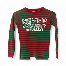 Carters Never Naughty Red GreenStriped Pajama Set Christmas Unisex Size 8