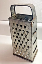 Vintage Metal 4 Sided Box Cheese Grater and Slicer with Handle