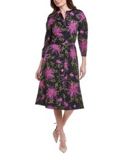 Oscar De La Renta Zip Front Chrysanthemum Midi Dress Women's Purple 0