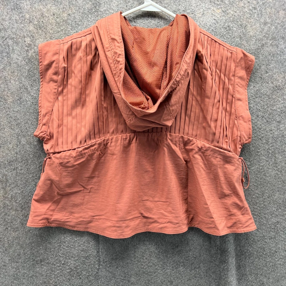 Free People Movement Vest Women XS Terracotta Pleated Utility Pocket Zip Hooded - Image 2 of 4