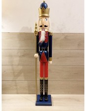 Soldatino Schiaccianoci Natalizio 106cm In Legno Decorazioni Natalizie Blu Rosso