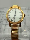 Vintage Timex 24mm Manual Wind Mechanical White Roman Dial Gold Tone Watch