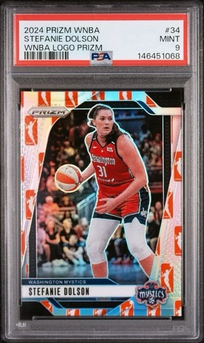2024 Panini Prizm WNBA #34 Stefanie Dolson WNBA Logo Prizms PSA 9 Mint Low Pop
