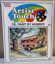 1992 Craft House Artist Touch Oil Paint by Number 16" x 20" Covered Bridge Ducks