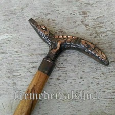 Victorian Brass Crocodile Head Handle Wooden Walking Stick Cane 36" Handmade