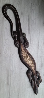 Bali Holzfigur Wanddeko Gecko handgeschnitzt L: 100cm