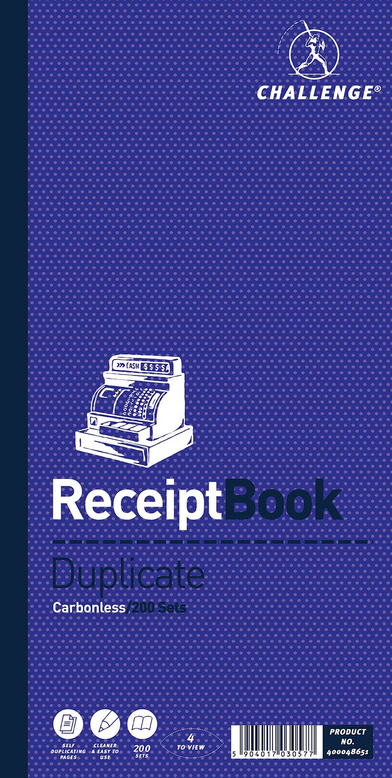 Challenge Duplicate Receipt Book 400048651,70x140mm Taped