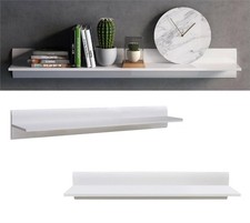 Floating Wall Shelf 105cm Long Shelving Panel Storage Unit White Gloss Azteca