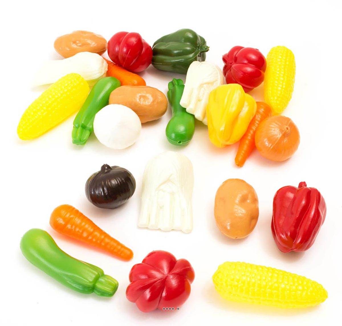 Légumes artificiels assortis en lot de 24 faux primeurs en plastique soufflé multicolore