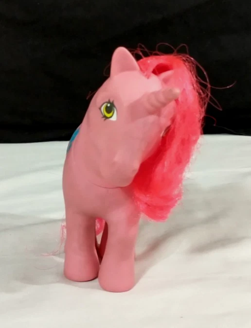 My little happy tails pony Tobby - unicorn yellow eyes pink w/red hair 1987-88  - Image 4 of 4