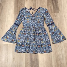 Band Of Gypsies Small bohemian-style dress  fit & flare mini dress blue & orange