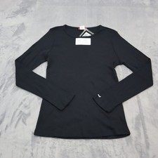 Dickies Shirt Womens S Black Round Neck Rib Knit Pullover Medical Uniform