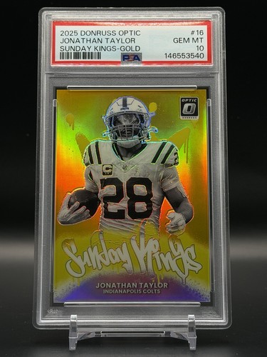 2025 Panini Donruss Optic Sunday Kings Jonathan Taylor Gold #1/10 PSA 10