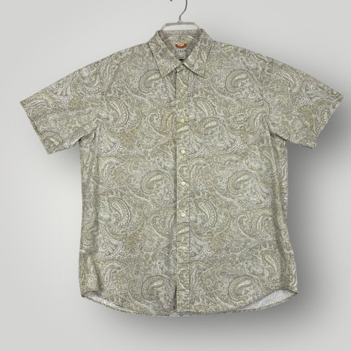 J Crew Mens Large Short Sleeve All Over Paisley Print Button Up Casual Shirt - Picture 1 of 5