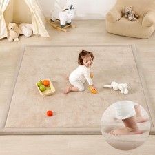 1.3" Thick Baby Play Mat for Floor Playpen 71x79 Large Foam Tummy Time Mat Beige
