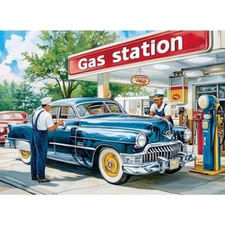 500 Pieces Jigsaw Puzzles Retro Style 500 Pcs Puzzles for Adults Car and Food