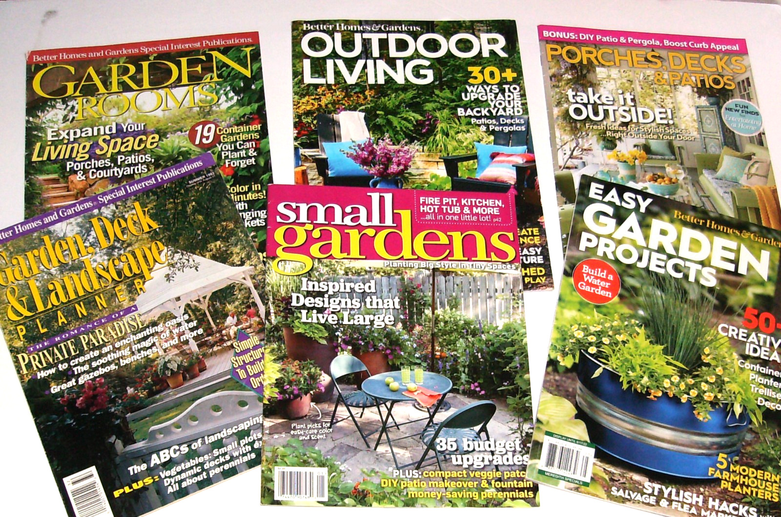 Lot of 6 outdoor living/garden magazines-porches, decks-garden projects