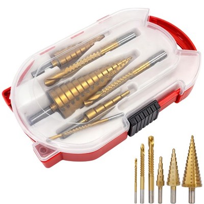 6Pcs High-Speed Reaming Pagoda Sawtooth Set, Step Titanium Plating Drill Bit ...