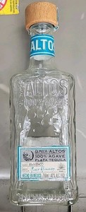 OLMECA ALTOS PLATA Tequila Bottle 750ml 100% Agave Empty Glass Liquor Mexico