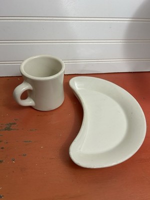 Vintage chunky Victor ironstone coffee mug & large Hall crescent shape bone dish