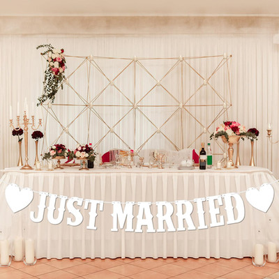 Just Married Girlande, Weiß JUST Married Girlande Hochzeit Mit 2.4M Schleife,Wim
