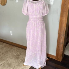 NWT Ann Taylor Factory maxi dress size medium purple floral sheer cottagecore we