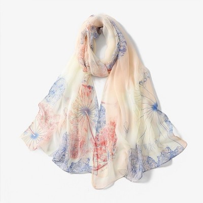Damen 160x50cm Blumen Schal - Polyester leichtes Tuch Halstuch zur Verwendung