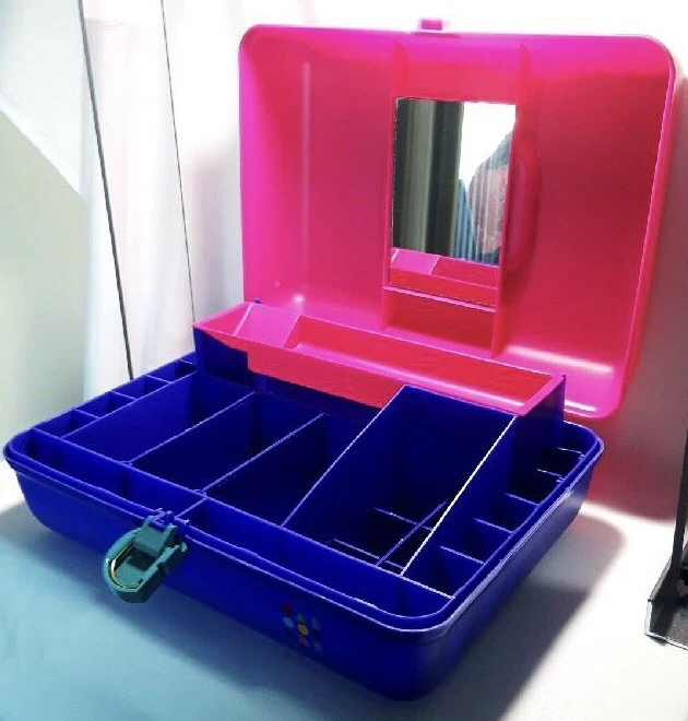 Vintage Caboodles Makeup Case 2762 Hot Pink Purple Cosmetic Organizer 13x10