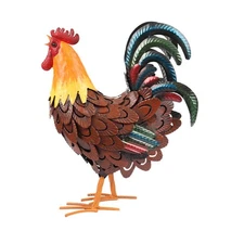Metal Rooster Decor， Chicken Animal Yard Art Lawn Ornament Figurines Artwork ...