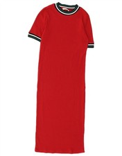 Zara Womens Trafaluc Maxi T-Shirt Dress UK 10 Small Red CJ07
