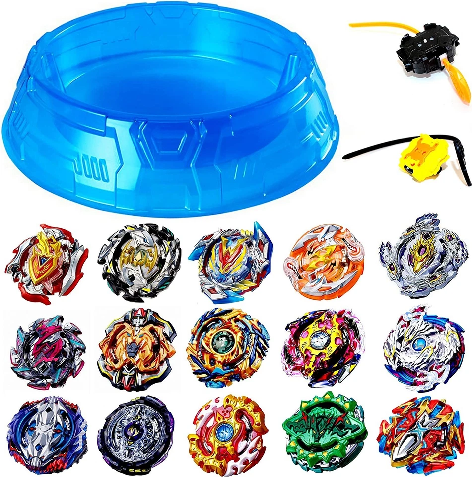 BURSTTOP 8er Burst SET + Arena 45cm + 4 Launcher KREISEL FÜR BEYBLADE Burst Rise GT Arena
