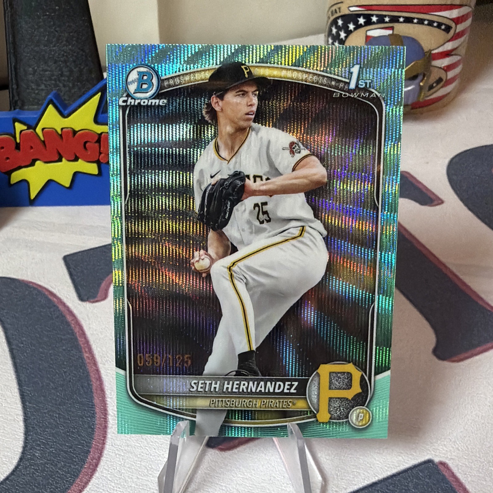 2025 Bowman Draft Chrome 1st Aqua Wave Refractor Seth Hernandez #59/125 Pirates