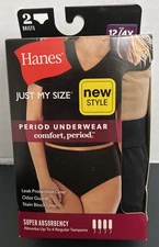 Hanes Period Protection Underwear Women’s Brief Size 12 4XL 2 Pack - NIB