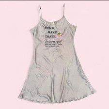 Yard666sale Gray Embroidered Punk Rave Death Slip Dress Size L