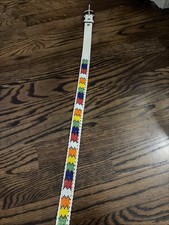 Colorful Hand Sewn Seed Bead Leather Belt Southwestern Geometric Design