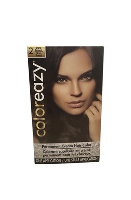 Coloreazy Permanent Cream Hair Color Dark Brown 1.4 oz NEW