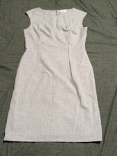 Calvin Klein Light Grey Tailored Sheath Midi Cocktail Dress Size 12 -