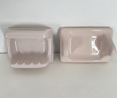 Vintage Porcelain Bathroom Toilet Paper Holder Soap Dish Wall